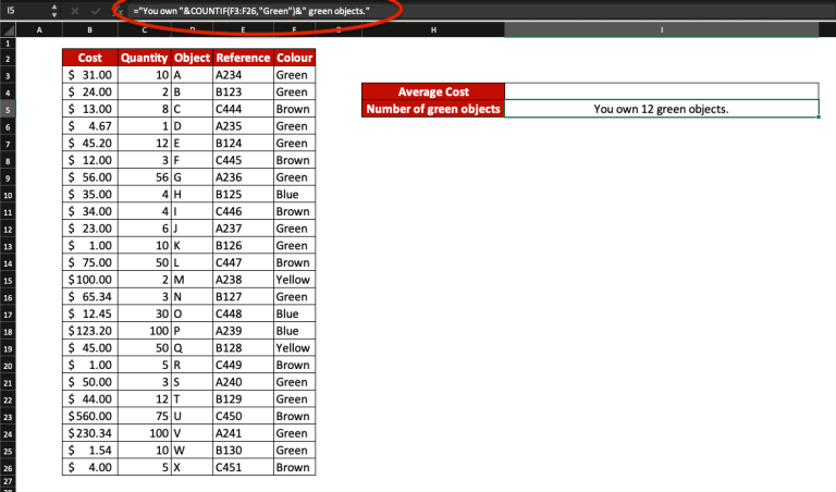 Dynamic Text Value in Excel