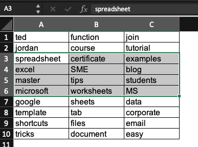 How to use Shift + Arrow shortcut in Excel.