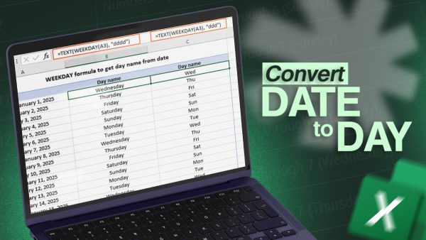 Convert date to day in Excel.