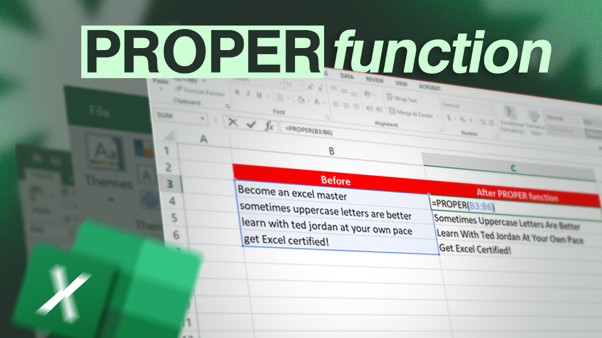 Proper function in Excel.