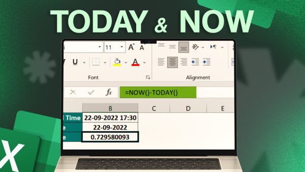 Today and Now functions in Excel.