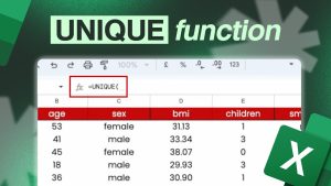 Unique function in Excel.