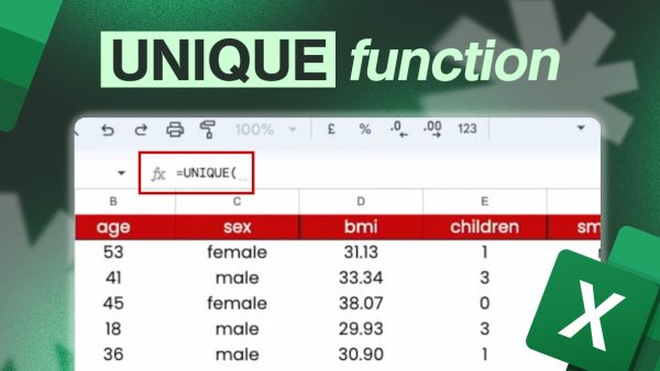 Unique function in Excel.